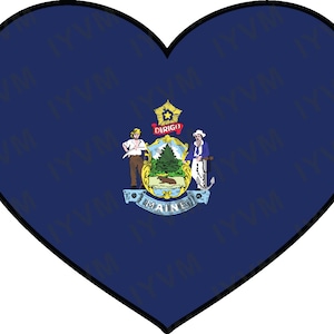 Stato del Maine Flag Heart Sticker Decal USA Maine State Augusta The Pine Tree State