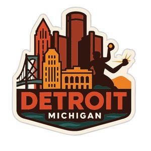 Detroit Michigan Sticker Decal Vinyl Die-Cut City Skyline Landmark Design