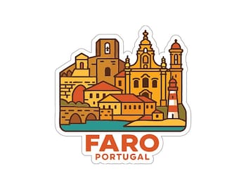 Sticker Faro Portugal sticker vinyl gestanst skyline landmark ontwerp stad