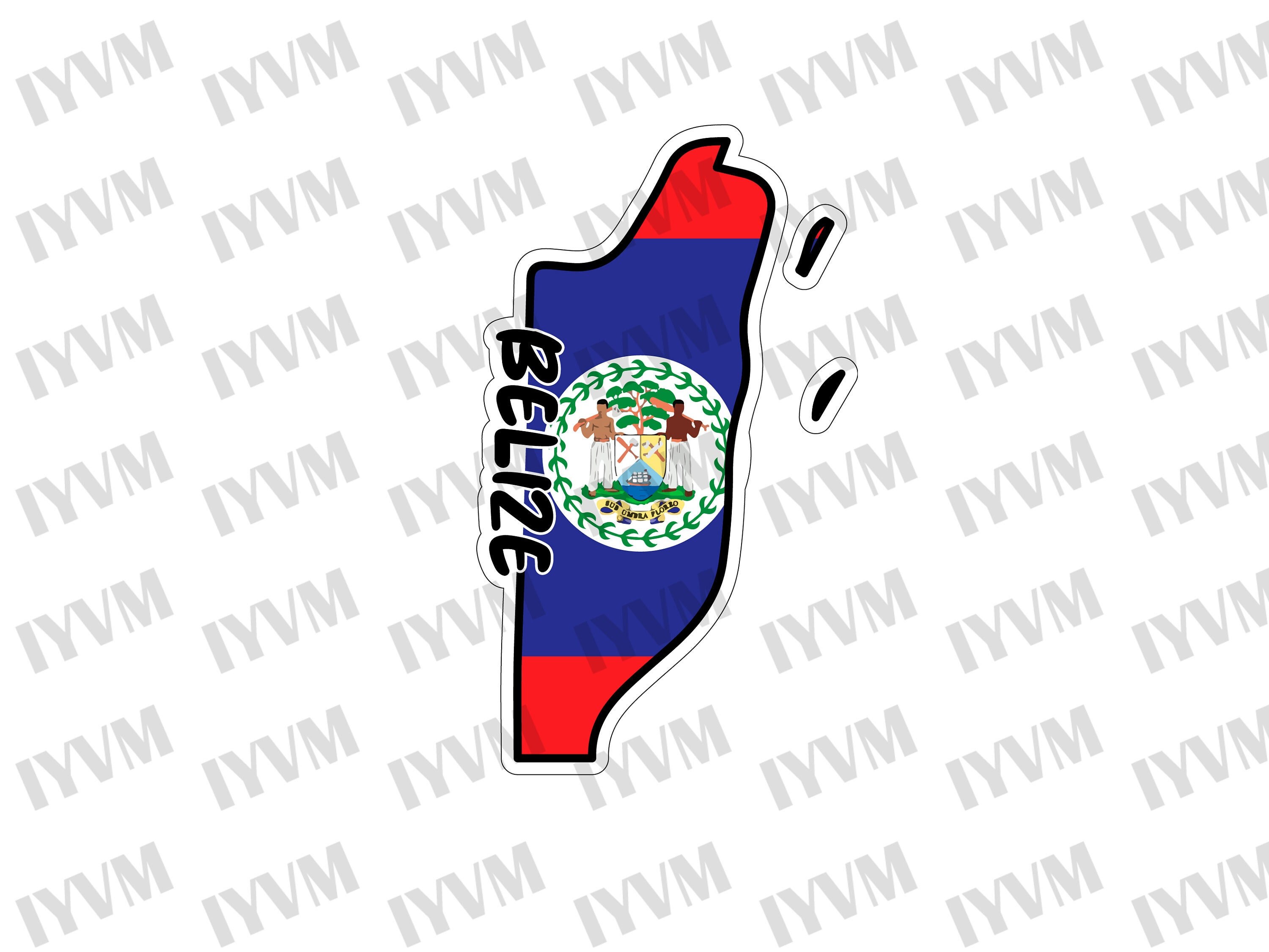 Belize Map Flag Sticker Decal / Belmopan / Sub umbra floreo / Belizean
