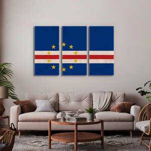 Cape Verde Flag Canvas Print Wall Art - 3 Panel Split Triptych or Single Panel
