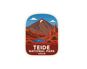 Pegatina de vinilo troquelada del Parque Nacional del Teide, España, serie Parques Nacionales del Mundo
