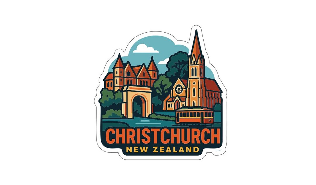 Christchurch New Zealand Sticker Decal Vinyl Die-cut City Skyline ...