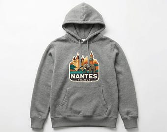 Nantes Pull-over Hoodie Die-Cut City Skyline Landmark Design Personalize it with Your Name Customize Hoodie