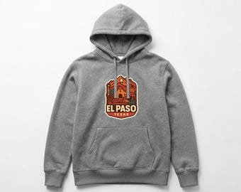 El Paso Pull-over Hoodie Die-Cut City Skyline Landmark Design Personalize it with Your Name Customize Hoodie