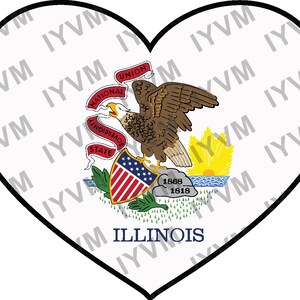 Staat Illinois Vlag Hart Sticker Decal USA Illinois State Springfield Prairie State Land of Lincoln Corn State / Garden of the West