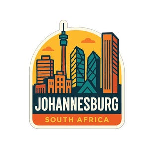 Johannesburg Sydafrika klistermärke dekal vinyl stansad stadssilhuett landmärke design