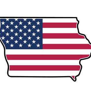 State of Iowa American Flag Sticker Decal  USA