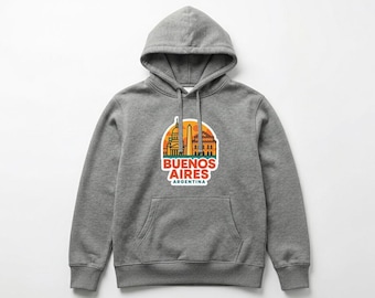 Buenos Aires Pull-over Hoodie Die-Cut City Skyline Landmark Design Personalize it with Your Name Customize Hoodie