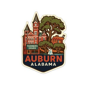 Auburn Alabama Sticker Decal Vinyl Die-Cut City Skyline Landmark Design