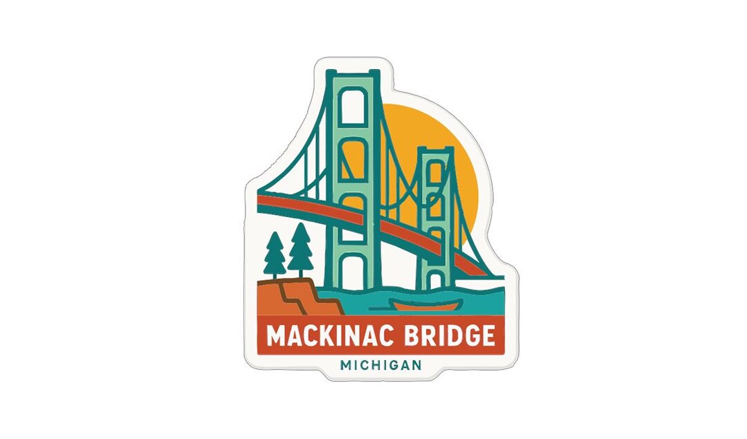 Décalque Mackinac Bridge Michigan – Autocollant Vinyle Découpé, Design Emblématique