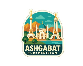 Asjchabad Turkmenistan sticker sticker vinyl gestanst stad skyline landmark ontwerp