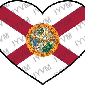 State of Florida Flagge Herz Aufkleber Aufkleber USA Florida State Tallahassee The Sunshine State Alligator State Everglade State