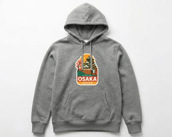 Osaka Pull-over Hoodie Die-Cut City Skyline Landmark Design Personalize it with Your Name Customize Hoodie