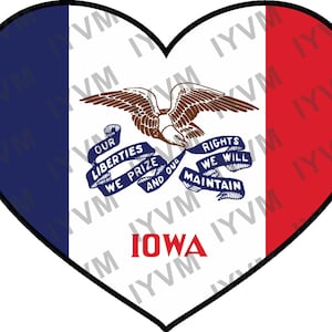 State of Iowa Flag Heart Sticker Decal  USA Iowa State  Des Moines  The Hawkeye State