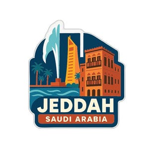 Jeddah Saudi Arabia Sticker Decal Vinyl Die-Cut City Skyline Landmark Design