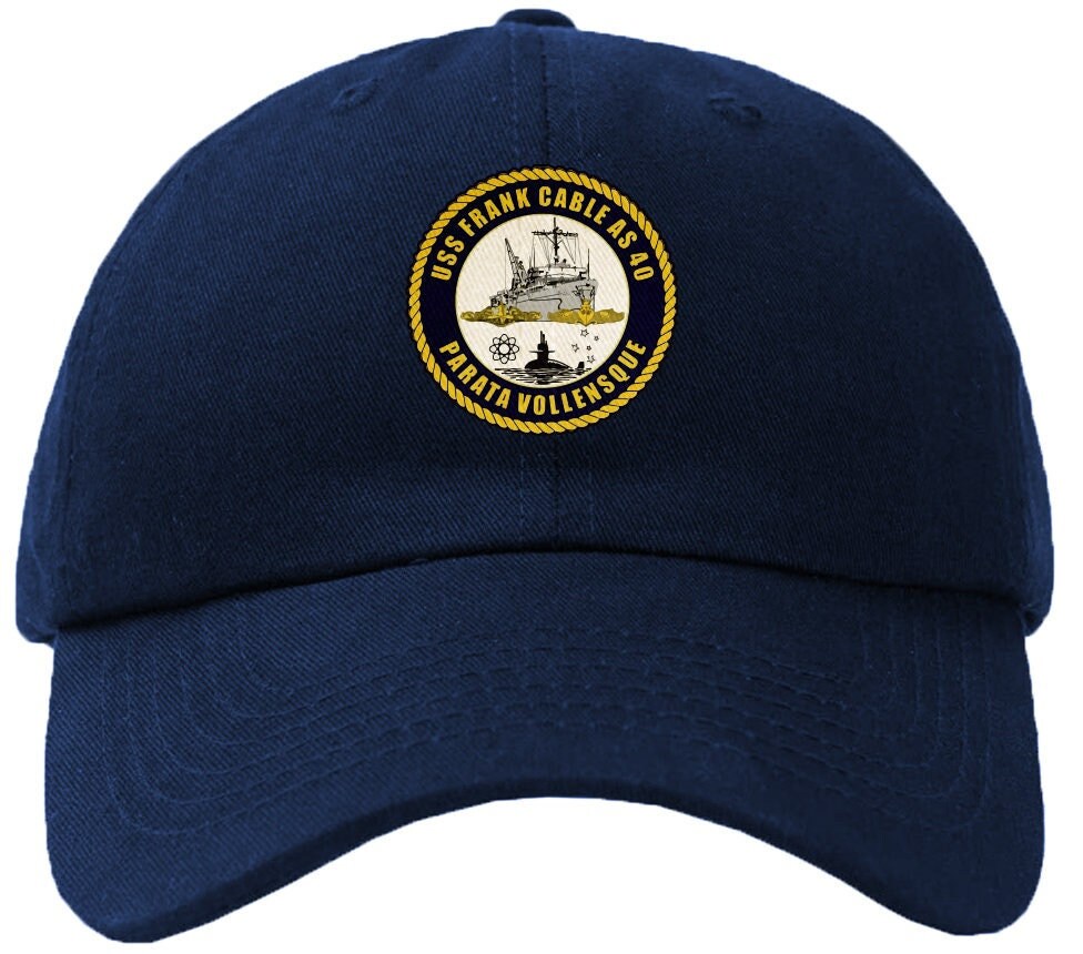 USS Frank Cable AS-40 Badge Baseball Cap Hat Hook & Loop Closure