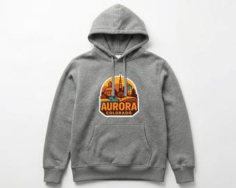 Aurora Pull-over Hoodie Die-Cut City Skyline Landmark Design Personalize it with Your Name Customize Hoodie