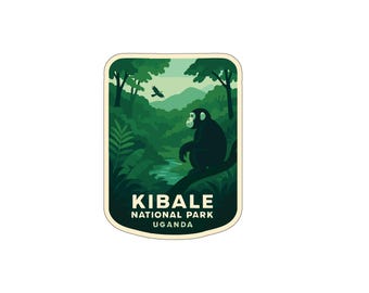 Kibale Uganda nationalpark Stryk-på värmeöverföringsvinyl HTV-stansad världsnationalparker-seriedesign
