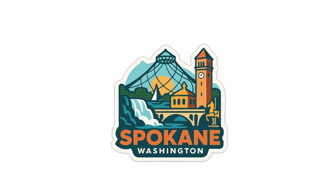 Spokane Sticker Spokane Washington Sticker Decal Vinyl Die-cut City Skyline Landmark ...