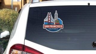 Adesivo Rotondo Auto "I Love San Francisco" - 8 Cm - Pellicola Orafol UV Resistant - Prodotto In Germania