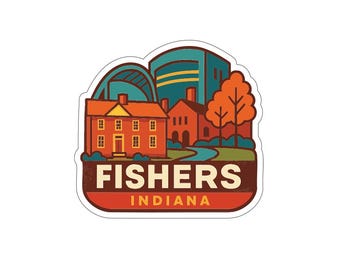 Fishers Indiana Sticker Decal Vinyl Die-Cut City Skyline Landmark Design