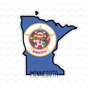 Calcomanía de la bandera del mapa del estado de Minnesota EE. UU. Estado de Minnesota St. Paul The North Star State Gopher State Land of 10,000 Lakes