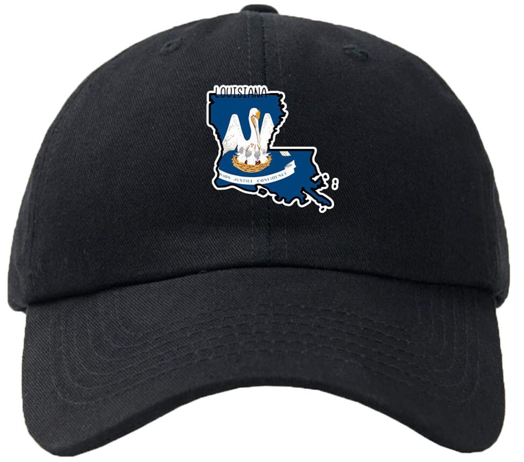 Louisiana Map Flag Baseball Cap Hat Hook & Loop Closure USA Louisiana ...