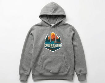 Coeur d'Alene Pull-over Hoodie Die-Cut City Skyline Landmark Design Personalize it with Your Name Customize Hoodie