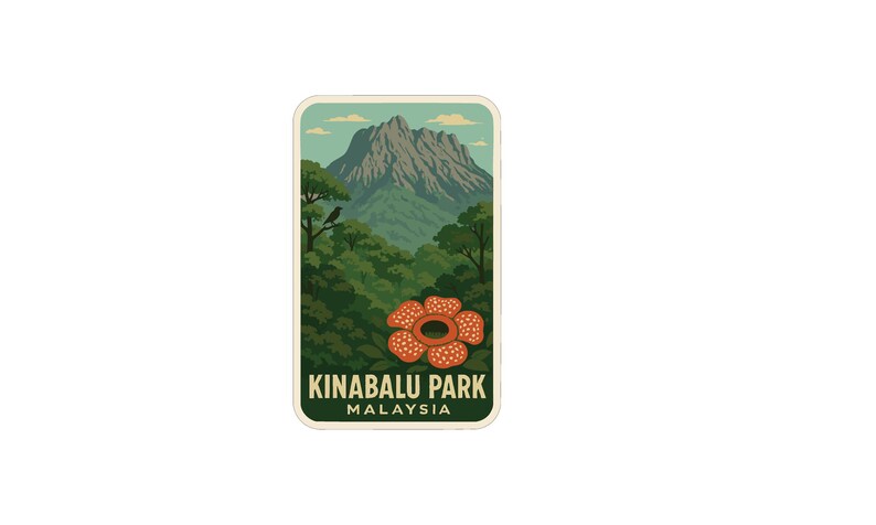 Sticker Kinabalu Kinabalu Malaysia National Park Iron on Heat Transfer Vinyl HTV Die-cut ...