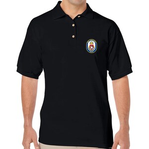 USS Pinckney DDG-91 Black Polo Shirt Logo Printed on Left Chest