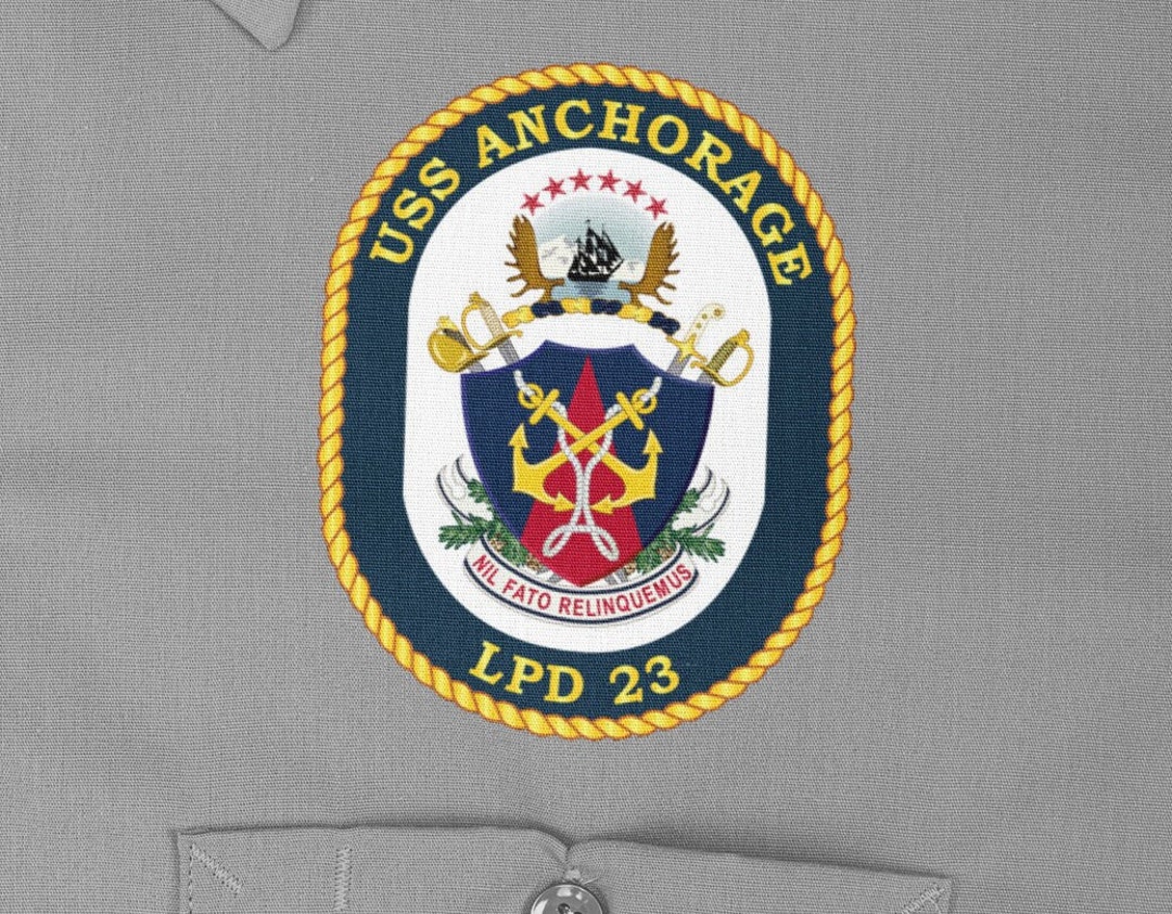 USS Anchorage LPD23 Badge Iron on Heat Transfer Vinyl HTV San Antonio