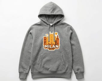 Milan Pull-over Hoodie Die-Cut City Skyline Landmark Design Personalize it with Your Name Customize Hoodie