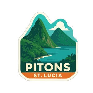 Pitons St. Lucia Stryk-på värmeöverföringsvinyl HTV-stansad symbolisk landmärkesdesign