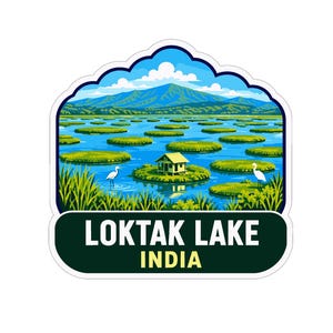 インド、ロクタク湖のステッカーデカール、ビニール製ダイカット、水路シリーズ