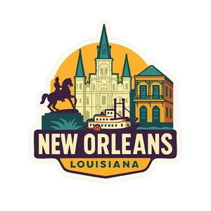 Stickersticker New Orleans vinyl gestanst skyline monumentaal ontwerp