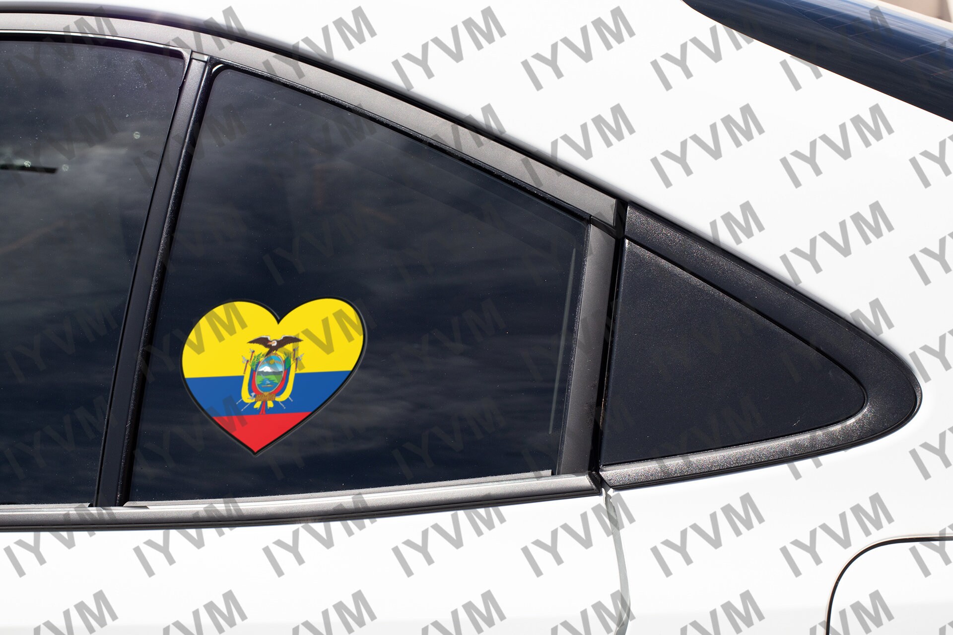 4 Adesivi Auto Moto Bandiera Ecuador - 150x20 Mm, Vinile Ritagliato, Resistente Pioggia E Sole, Tuning