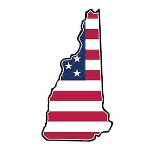 State of New Hampshire American Flag Sticker Decal  USA New Hampshire State  Concord  The Granite State  The Live Free or Die State