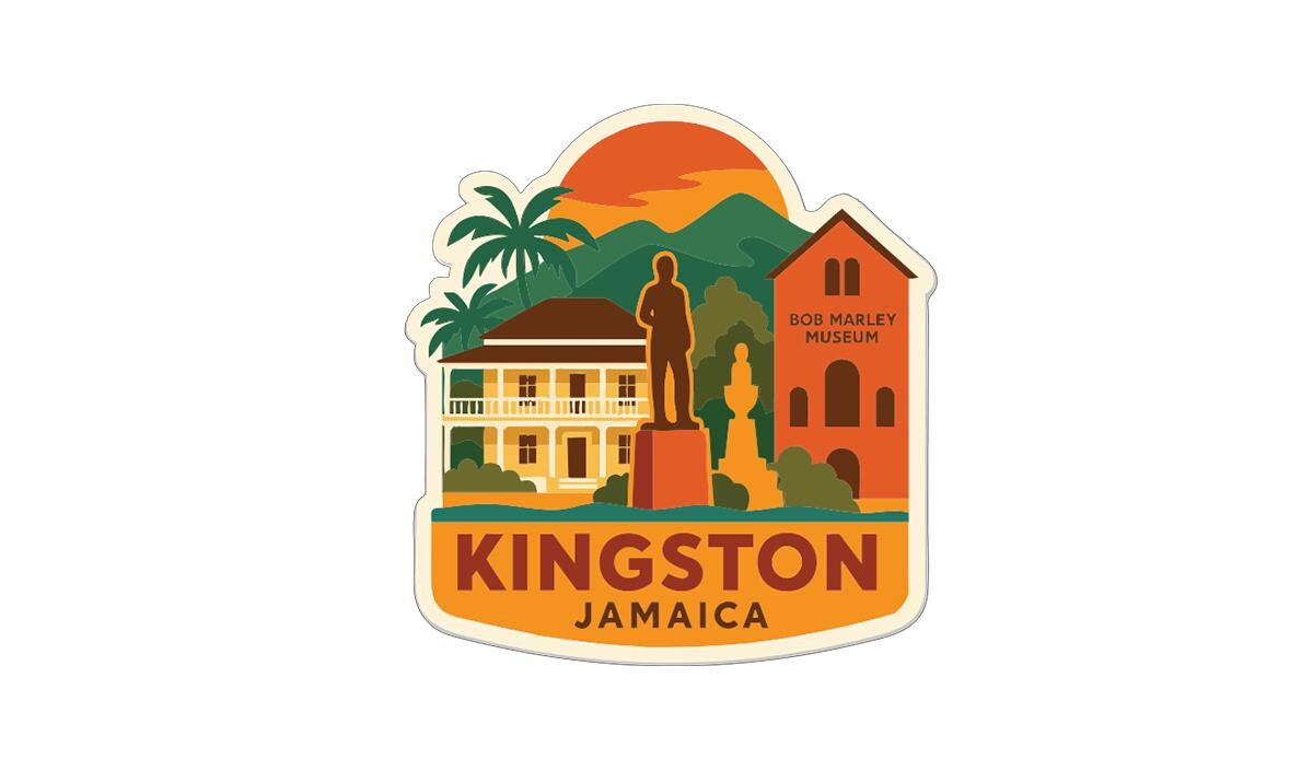Autocollant Vinyle Kingston Jamaïque - Skyline Monuments Design Découpé