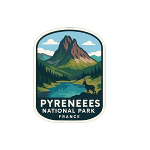 Diseño de la serie Parques Nacionales del Mundo: Parque Nacional de los Pirineos, Francia. Vinilo termoadhesivo HTV troquelado.