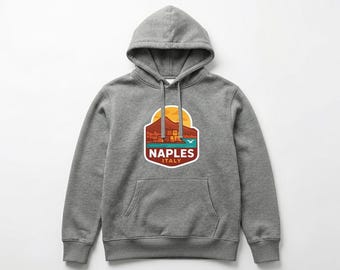 Naples Italy Pull-over Hoodie Die-Cut City Skyline Landmark Design Personalize it with Your Name Customize Hoodie