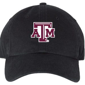 Texas A&M Aggies University Black Cotton Ball Cap Personalize it with Your Name