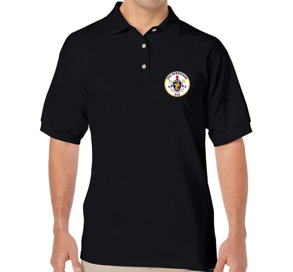 USS Hurricane PC-3 Black Polo Shirt Logo Printed on Left Chest - Etsy