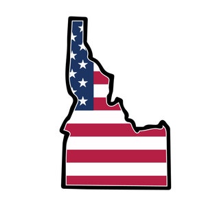 Estado de Idaho Bandera Americana Pegatina Calcomanía EE.UU. Estado de Idaho Boise El Estado de la Gema Gema de las Montañas Little Ida / Spud State