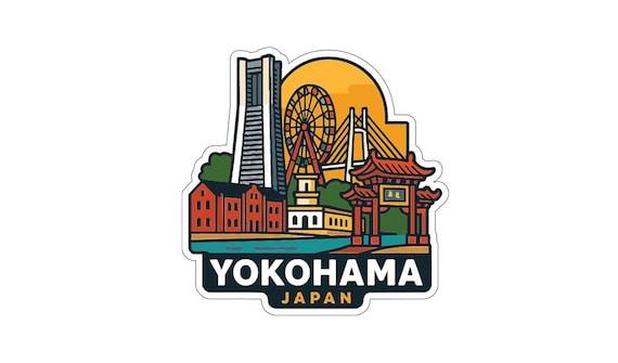 Yokohama Japan Sticker Decal Vinyl Die-cut City Skyline Landmark