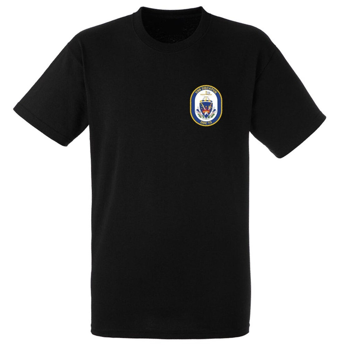 Uss Decatur Insignia DDG-73 USS Decatur camiseta negra de manga corta con insignia impresa ...
