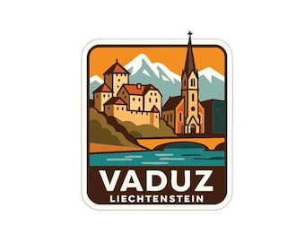 Vaduz Liechtenstein sticker sticker vinyl gestanst stad skyline landmark ontwerp