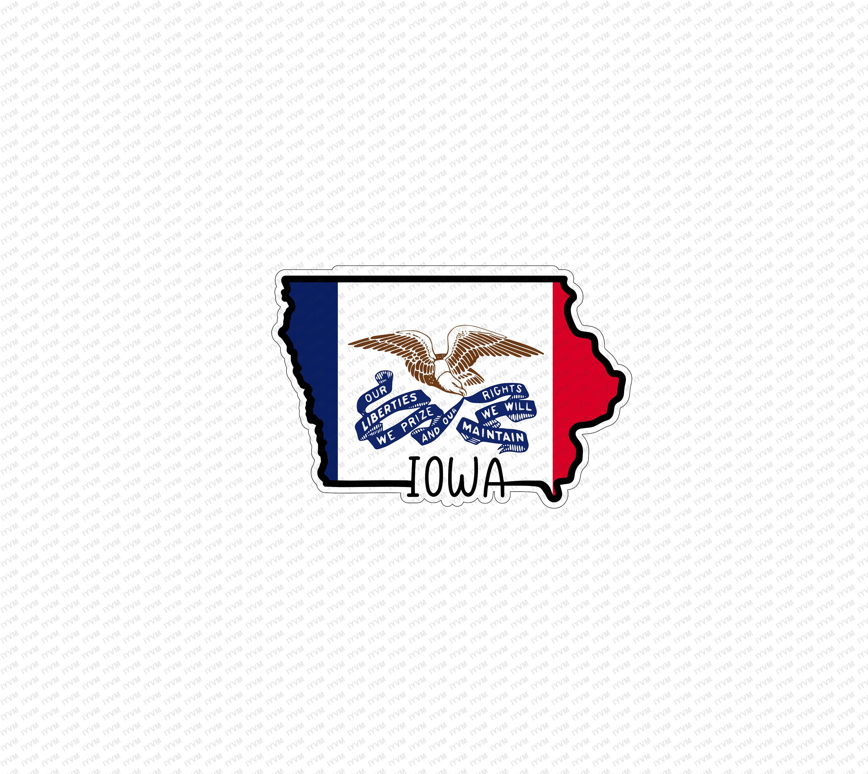 Iowa Flag Map Sticker State of Iowa Map Flag Sticker Decal USA Iowa State Des Moines the ...