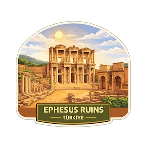 Pegatinas de vinilo troqueladas de las ruinas de Éfeso, Turquía, Patrimonio de la Humanidad