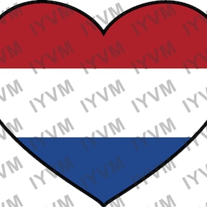 Calcomanía de la etiqueta engomada del corazón de la bandera de los Países Bajos / Holanda / Nederland / Je maintiendrai / Amsterdam / holandés